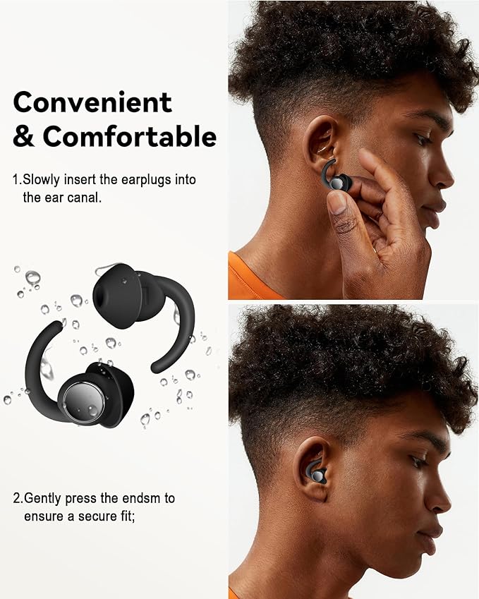 Ear Plugs for Sleeping - Noise Reduction Soft Silicone Earplugs, 2 Pairs Reusable Hearing Protection Earplugs for Noise Sensitivity, Sleep,Snore,Travel,Sound Reduction Noise Cancelling -(Black-Silver)