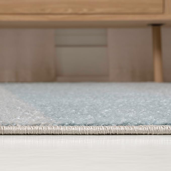 JONATHAN Y Prism Geometric Striped Indoor Area Rug 4x6, Blue/Cream/Gray, Modern, Coastal, Easy-Cleaning for Living Room, Bedroom, Kitchen, Pet Friendly, Non-Shedding (DZC101D-4)