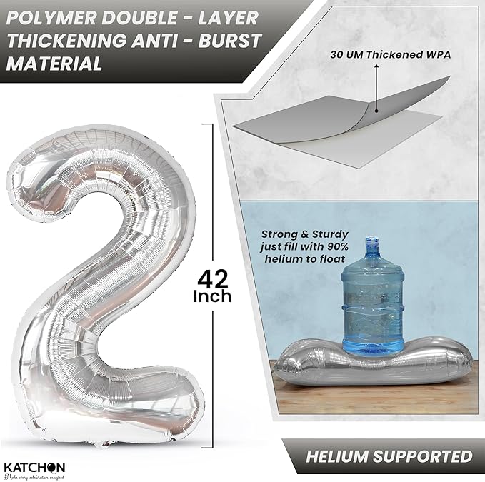 Katchon, Giant 42 Inch - 2026 Balloons Silver - Happy New Year Decorations 2026 | New Year 2026 Balloons, Silver Happy New Year Party Decorations | 2026 silver Balloons