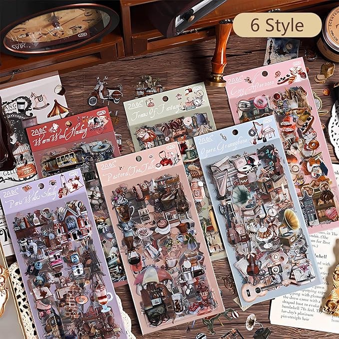 Ptyism 563 Pcs/36 Sheets Stickers for Scrapbooking,Sticker for Journaling Scrapbooking Stickers for Scrapbooking Art Journal Bullet Journal Accessories