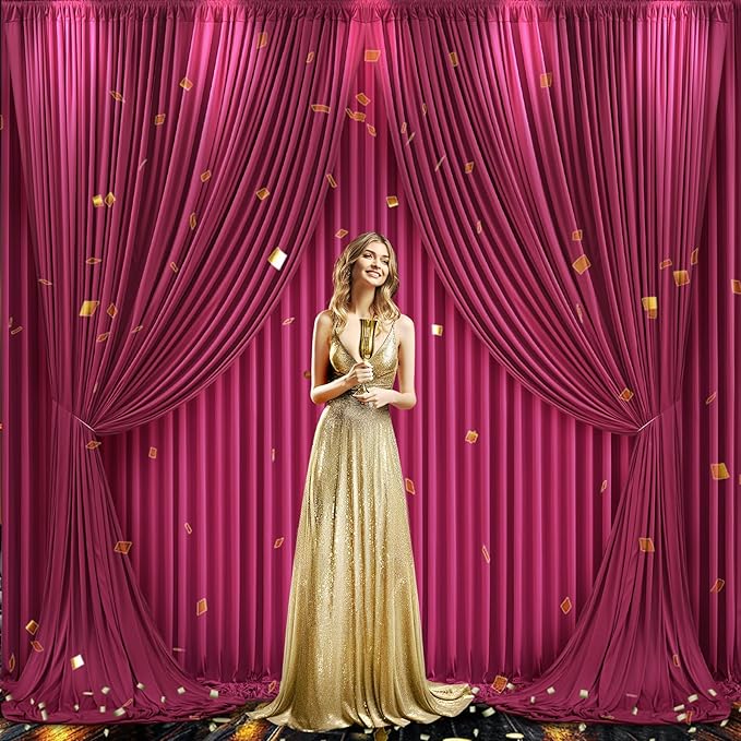 8 Panels Burgundy Backdrop Curtain for Wedding Parties Wrinkle Free Maroon Photo Curtains Backdrop Drapes Fabric Decoration for Birthday Bridal Shower Ceremony 40ft(W) x 10ft(H)