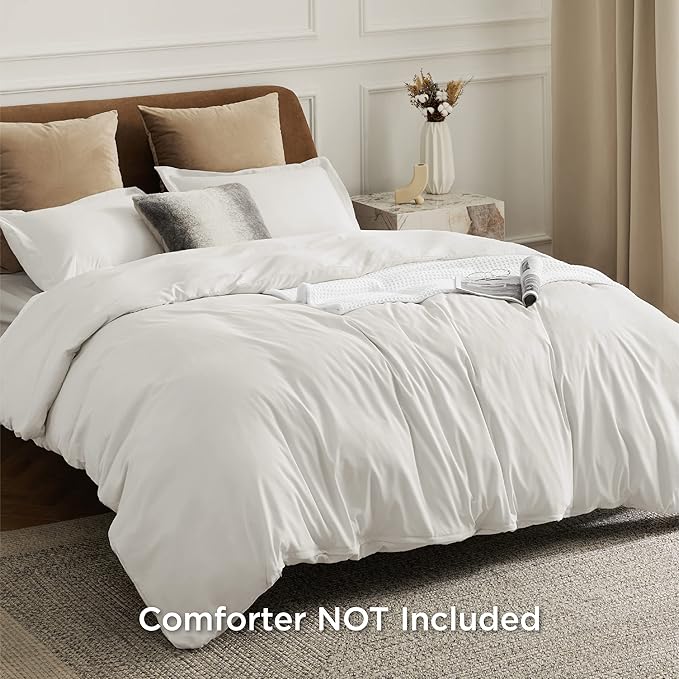 Bedsure Duvet Cover King Size - Soft Double Brushed Bedding Set for Kids & Adults, Zipper Closure, 3 Pieces, Includes 1 Duvet Cover (104"x90") & 2 Pillow Shams, NO Comforter, Ivory White