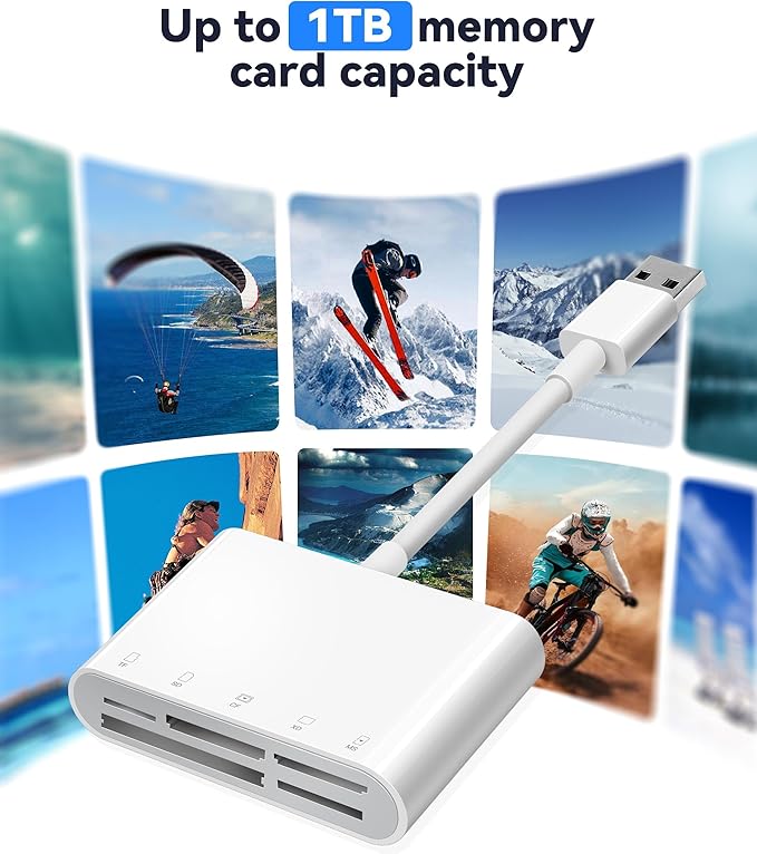 SD Card Reader, 5 in 1 USB USB-C Dual Connector to SD/TF/CF/Micro SD/XD/MS Multi Memory Card Reader OTG Adapter -Compatible with Windows/Mac/Linux/Android, Plug & Play
