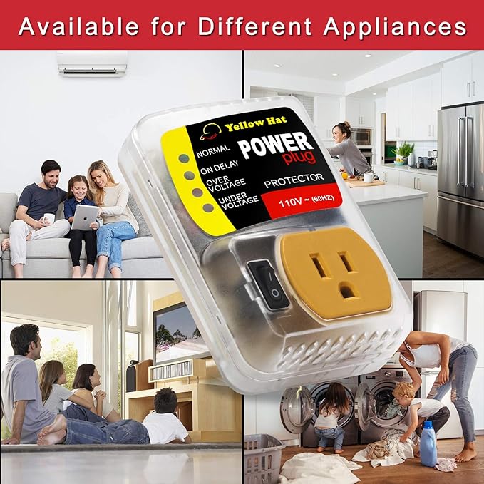 Surge Protector,Voltage Protector for Home Appliance, Voltage Brownout Outlet 110V 15A 2200 Watts Black