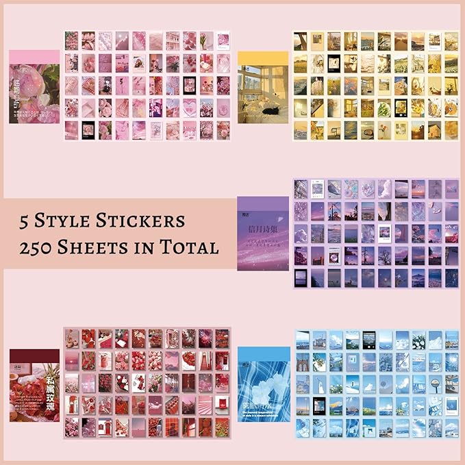 450 Pieces Washi Sticker Set, 9 Set Scrapbooking Diary Planner Album Diary Notebook, Scrapbooking Sticker Journaling Supplies for DIY Arts and Crafts Card Making Laptop Decoration