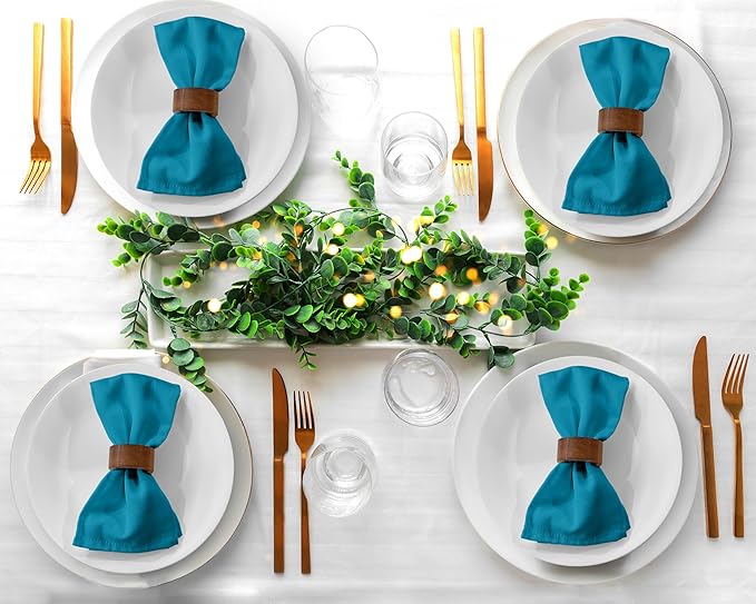 Zoyer Cloth Napkins Set of 4, 18x18 Inches Cotton Enrich Napkins Cloth ‎Washable, Soft & Durable Dinner Napkins for Parties, Wedding, Christmas, ‎Thanksgiving & Everyday Use - Teal