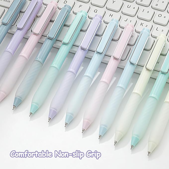 Aisibeiger Gel Pens Black Ink Fine Point 0.5mm Retractable Cute Pen for Smooth Writing School Office Supplies (Silver 12-count)