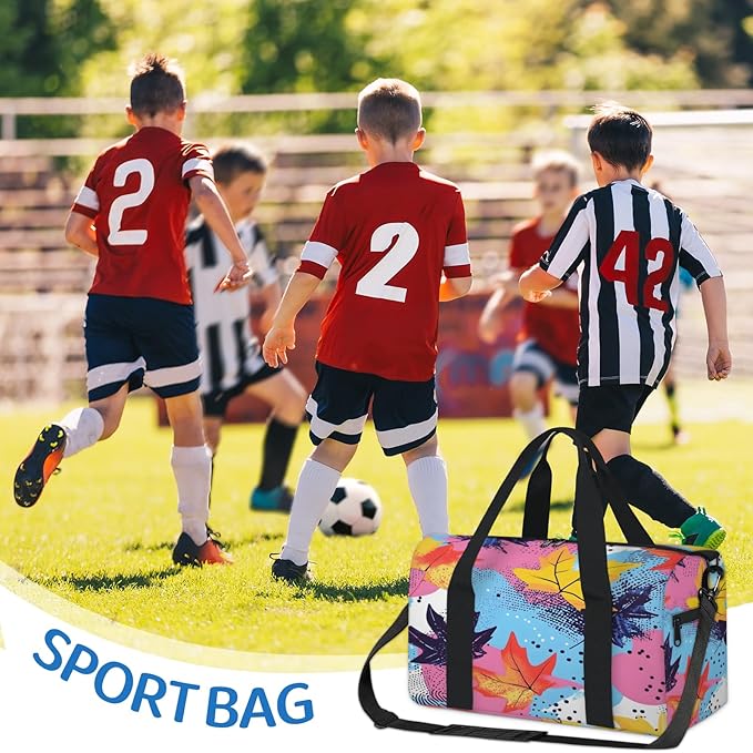 Maple Leafc Print Travel Duffle Bag for Women Men, Overnight Weekender Bag, Carry on Tote for Sport Gym