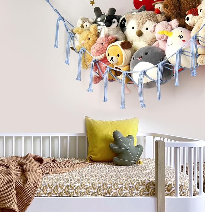 Stuffed Animal Storage Hammock Large Toy Hammock Net for Stuffed Animals Corner - Blue Plush Stitch Stuff Huggy Wuggy Toy Storage Room Decor