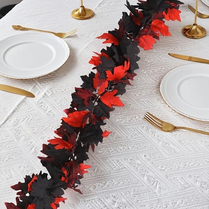 Artificial Fall Garland with Maple Leaves, Pumpkins & Berries – 7ft Autumn Garland for Thanksgiving,Halloween, Fireplace Mantel, Doorway & Fall Harvest Table Decor