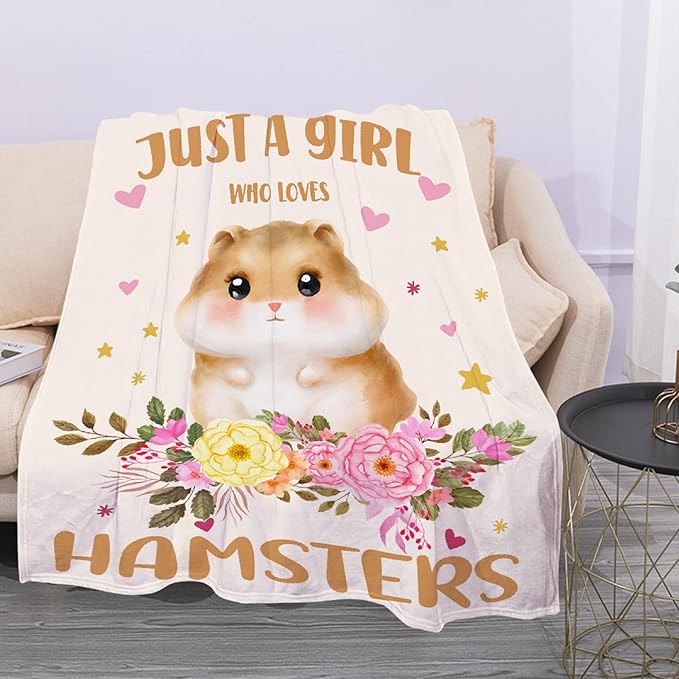 Just A Girl Who Loves Hamsters Blanket Lightweight Cozy Flannel Fleece Throw Blanket Best Gift Home Decor for Bed Couch Outdoor Camping 50"x40" S for Kids