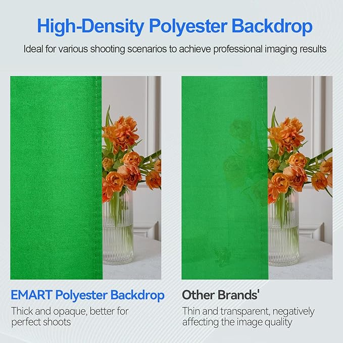 EMART 8.5X10 FT Green Screen Backdrop Kit, Photography Umbrella with 5500K Bulbs, 6X9 FT Green Backdrop with Spring Clamps, Professional Photography Lighting kit for Studio, Portrait, Video Shooting