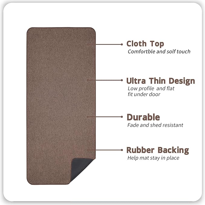 Bath Mat,Ultra Thin Bathroom Runner Rugs,Large Bath Mats for Bathroom,Quick Dry,Non-Slip,Machine Washable,Low Pile,Bath Rug,Shower Outside,Sink,Home Decor Accessories.Brown,1'5"x4'11"（17x59inch）