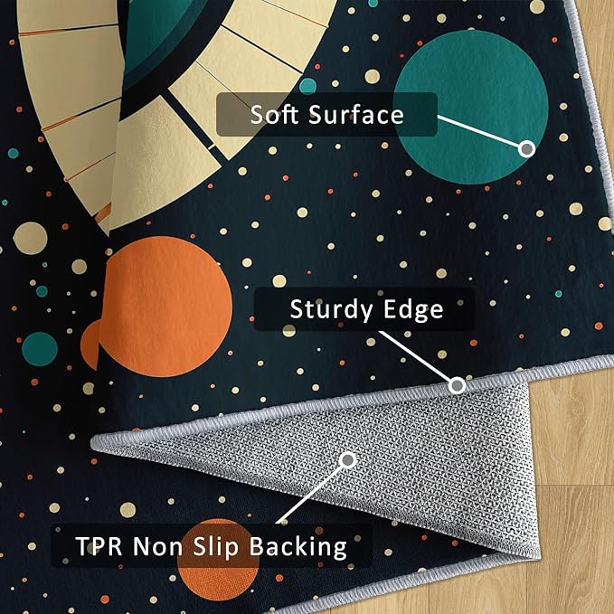 Mid Century Modern Rugs 4x6, Abstract Retro Washable 4 x 6 Area Rug for Living Room, Bedroom, Low Pile Non Slip Stain Resistant Carpet, Mid Century Home Decor Accessories & M897