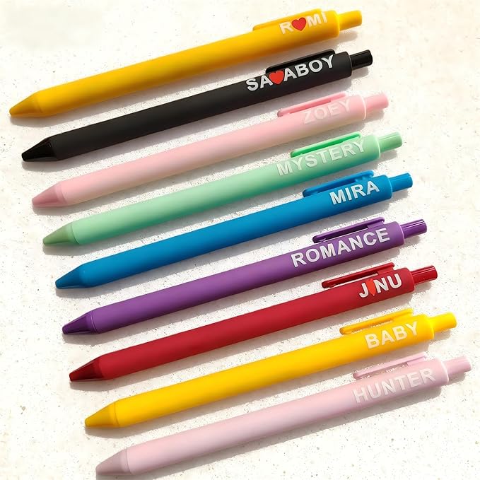 playneeu Kpop Merch Pen Set – 9 Colorful Gel Pens Inspired by Virtual Idol Characters, Black Ink Writing Pens for Fans, Cute Stationery Gift for Students & Music Lovers