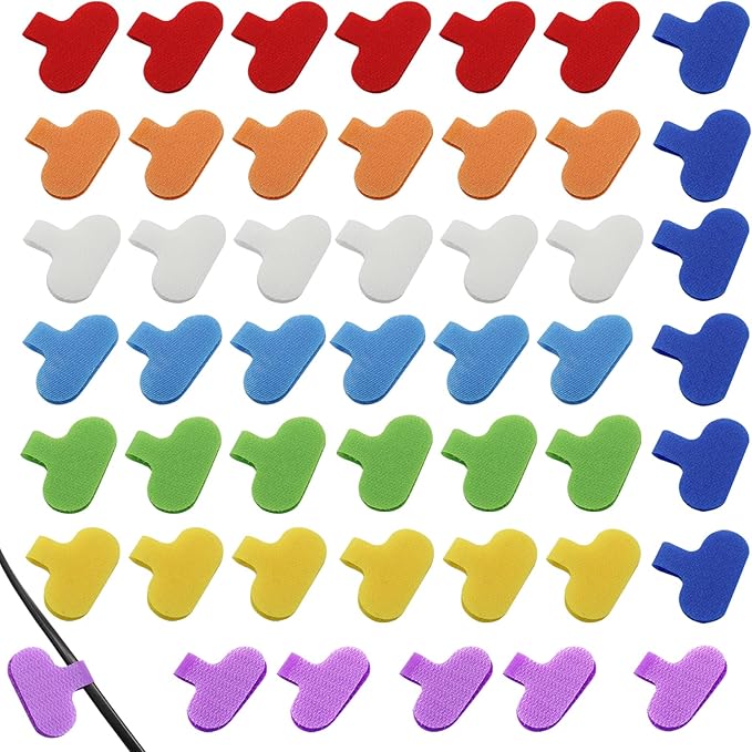 48 Pcs Cable Labels, 8 Colors Write On Cord Labels Self-Adhesive Nylon Wire Labels Identification Tags for Electronic Computers Cable Management