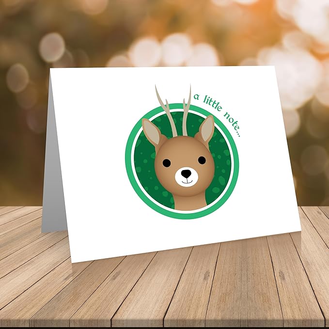 Quni Brand Forest Animals Note Card Set (24 Fold-over Cards and Envelopes)
