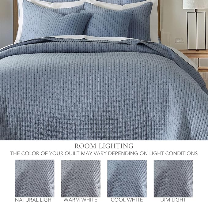 Levtex Home - Cross Stitch Bedspread Set - Full Bedspread and Two Standard Shams - Cross Stitch Pattern - Bedspread (100x104in.) and Sham (20x26in.) - Cotton