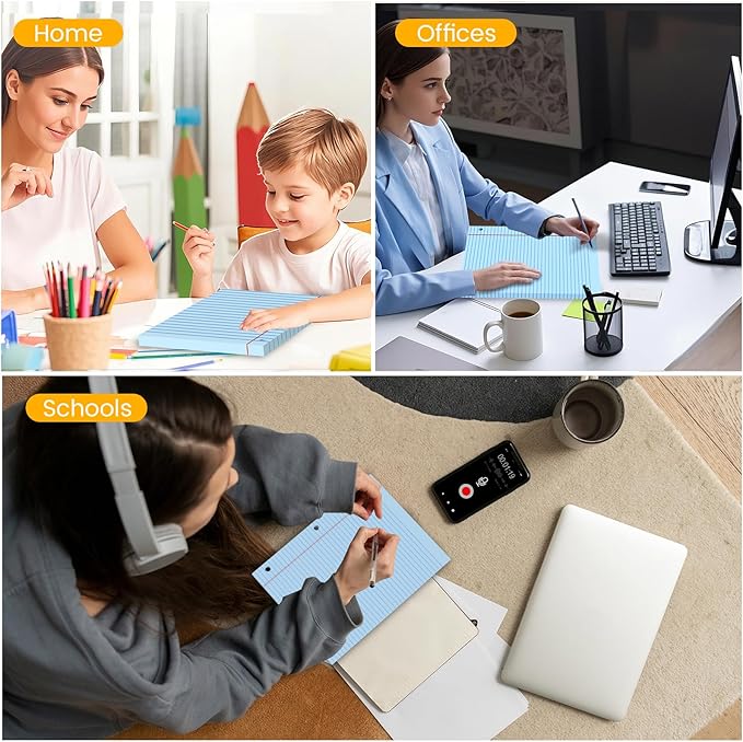 Blue Loose Leaf Paper 200 Sheets Colored Filler Paper 2 Pack 8 * 10.5 College Ruled 3-Hole Punched Paper for 3-Ring Binders Notebook Lined 8" x 10.5"