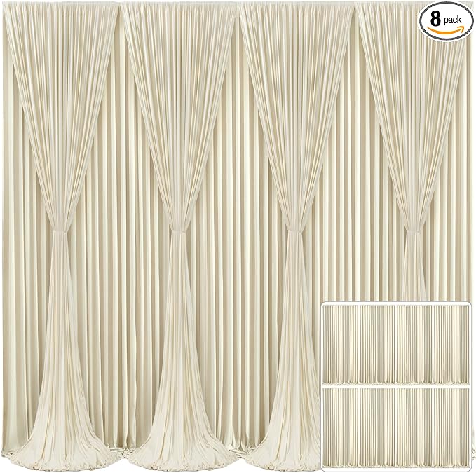 8 Panels Beige Backdrop Curtain for Wedding Parties Wrinkle Free Beige Photo Curtains Backdrop Drapes Fabric Decoration for Baby Shower Photography 40ft(W) x 10ft(H)