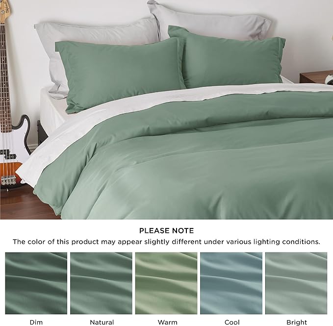 Bedsure Duvet Cover King Size - Soft Double Brushed Bedding Set for Kids & Adults, Zipper Closure, 3 Pieces, Includes 1 Duvet Cover (104"x90") & 2 Pillow Shams, NO Comforter, Sage Green
