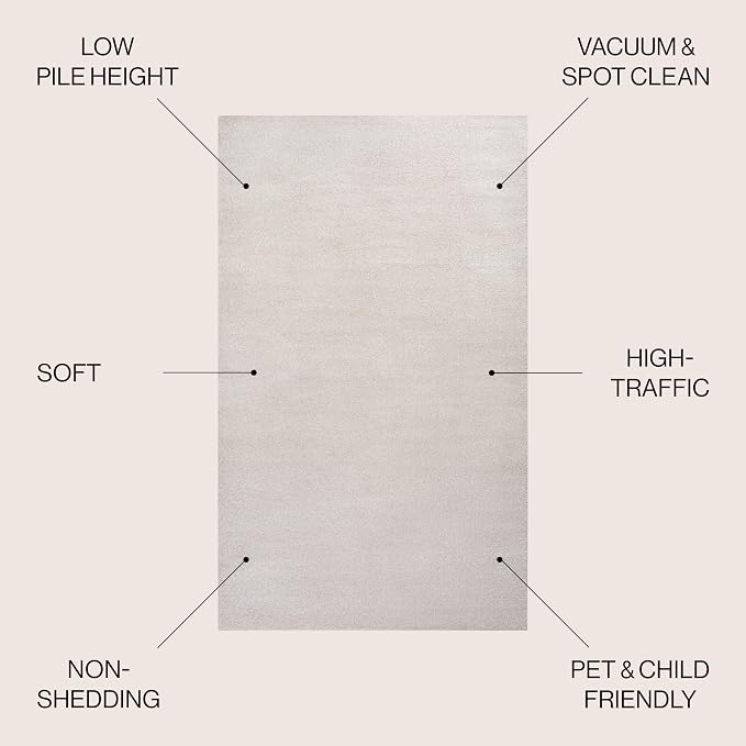 JONATHAN Y Haze Solid Low-Pile Ivory Indoor Area Rug 12x15, Coastal,Bohemian,Minimalist,Classic, Easy-Cleaning for Living Room,Bedroom,Kitchen,Pet Friendly,Non-Shedding (SEU100D-15)