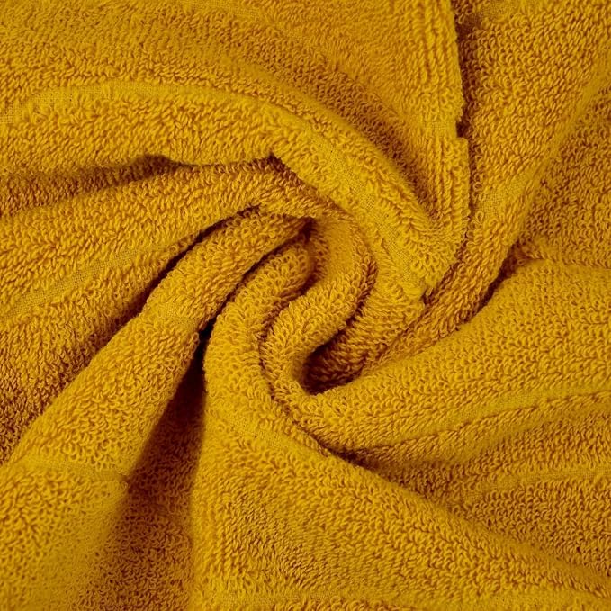 Jacquotha Wavy Striped Cotton Hand Towels, Set of 2, Dry Your Hand Instantly, 13x29 Inches, Mustard Kitchen Bathroom Towel