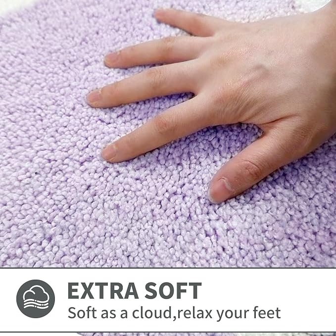 Cute Scalloped Purple Bathroom Rugs Mat,Non Slip Absorbent Quick Dry Bath Mats for Shower Room,Microfiber Bath Mats for Bathroom Floor Washable Carpet for Shower Tub Sink Bedroom,16"x24"