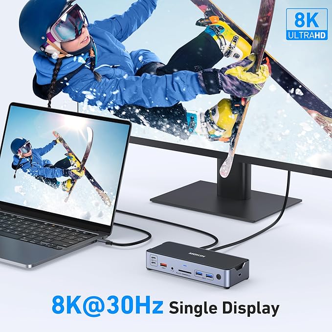 8K USB C Laptop Docking Station,Docking Station 3 Monitors with 1*HDMI, 2*DisplayPort,15 in 1 USB C Dock for Dual/Triple Monitors,6 *USB Ports,100W PD,Ethernet,SD&TF,Audio,for Dell/HP/MacBook/Lenovo