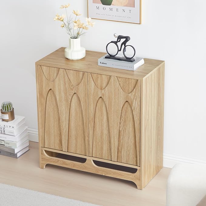 Bifins Sideboard Buffet Cabinet with Storage Set of 2, 63” Mid Century Modern Storage Cabinet with Adjustable Shelf and 4 Doors for Dining Room, Living Room,Entry