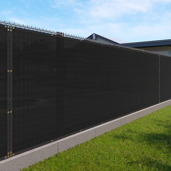 Windscreen4less Privacy Fence Screen Heavy Duty Windscreen Fencing Mesh Fabric Shade Net Cover with Brass Grommtes for Outdoor Wall Garden Yard Pool Deck, 6'x220' Black