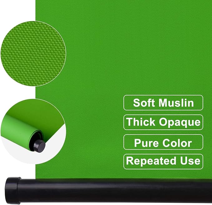 EMART 75 x 79in Retractable Green Screen, Chroma Key Panel Pull Down Auto-Locking and Self-Rewinding, Collapsible Wrinkle-Resistant Chromakey Backdrop for Zoom, Streaming, Photographic Studio