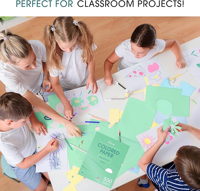 Alitte Colored Paper 500-Sheets - Green Paper, 8.5 x 11 Colored Printer Paper, Arts & Crafts, DIY Projects - School & Office Supplies - Pastel Copy Paper, 1 Ream, Made in the USA