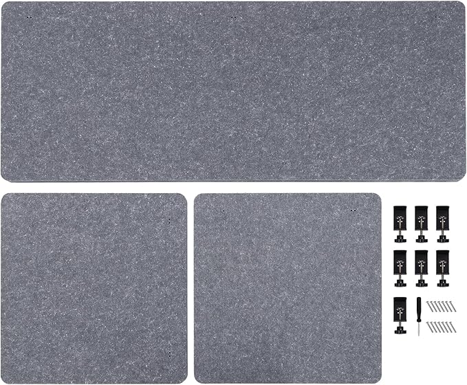 3 Pack Polyester Desk Dividers, Soundproof Room Divider Office Furniture Partitions Desk Panel with Clamps, Stand Up Freestanding Desk Privacy Panel for Office Classroom(59.1"x23.8"+23.8"x23.8")