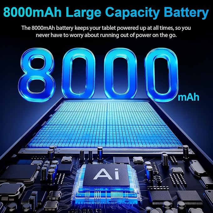 JJGJ 2026 Android 15 Tablet with Keyboard, 26GB+256GB, 2TB Expand, 10 Inch Tablet with Octa-Core, 8000mAh, 5G WiFi, BT5.0, Widevine L1, Gemini AI, 2-in-1 Tablets with Case, Mouse, Stylus(Silver Case)