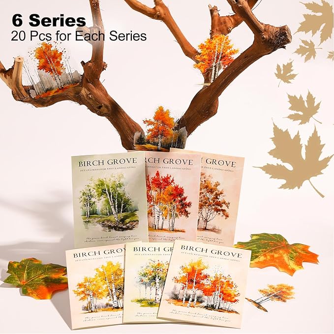 AuriicLeaf Forest PET Sticker Set, 120PCS Tree Ephemera for Scrapbooking, Journaling, Crafting, DIY Projects, and Art Supplies