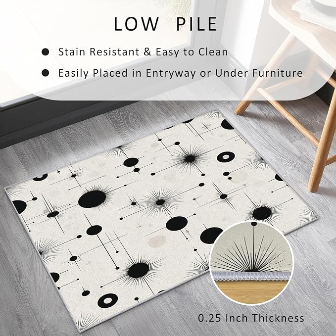 Starburst Rug Large 7x10 Retro Mid Century Modern Pattern Area Rugs for Living Room, Bedroom, Starburst Home Decor Accessories Indoor Carpet, Non Slip & Machine Washable