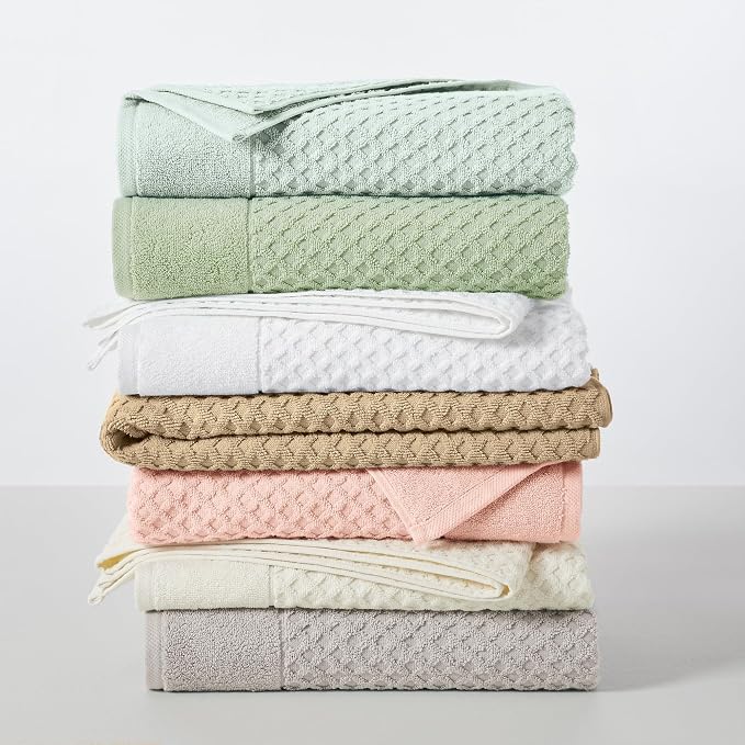 Great Bay Home Hand Towels - 100% Cotton 6 Pack 26x16 Hand Towel Set - Absorbent, Durable, Quick-Dry Towels for Bathroom (Light Grey)