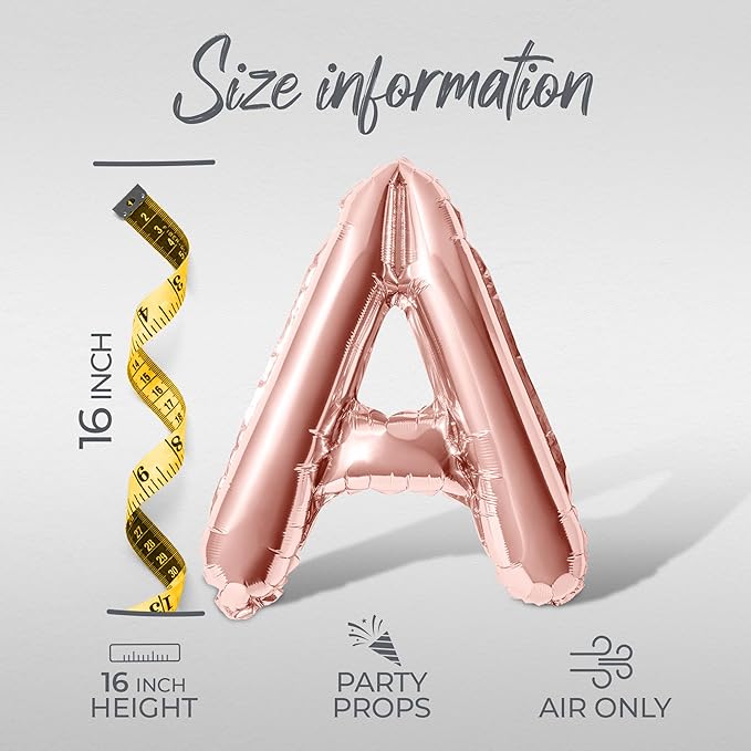 Letter Balloons - LOVE IS IN THE AIR 16" Inch Alphabet Letters Foil Mylar Balloon Valentines Day Party Banner (Rose Gold)