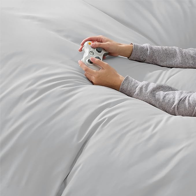 Bedsure Duvet Cover California King Size - Soft Double Brushed Bedding Set for Kids & Adults, Zipper Closure, 3 Pieces, Includes 1 Duvet Cover (104"x98") & 2 Pillow Shams, NO Comforter, Silver Grey