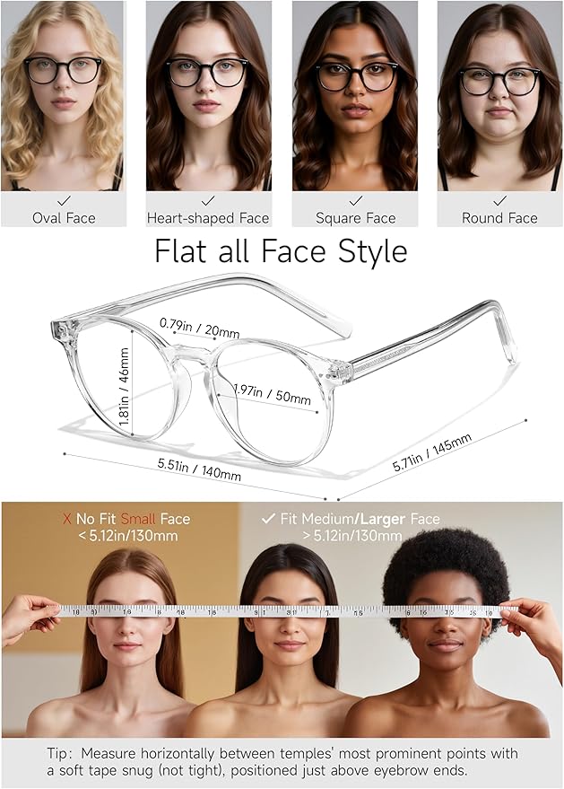 Icesor Round Blue Light Blocking Glasses Lightweight Chic Frame Anti Eye Strain Protection Computer Gaming for Women and Men