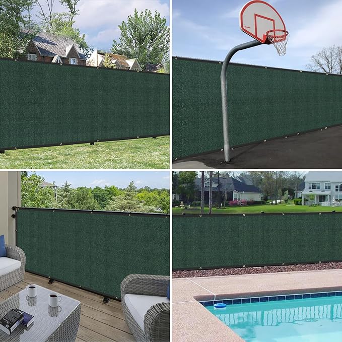 Windscreen4less Privacy Fence Screen Heavy Duty Windscreen Fencing Mesh Fabric Shade Net Cover with Brass Grommtes for Outdoor Wall Garden Yard Pool Deck, 6'x123' Green