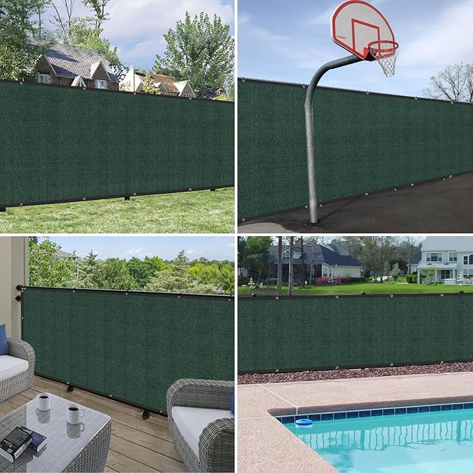 Windscreen4less Privacy Fence Screen Heavy Duty Windscreen Fencing Mesh Fabric Shade Net Cover with Brass Grommtes for Outdoor Wall Garden Yard Pool Deck, 6'x72' Green
