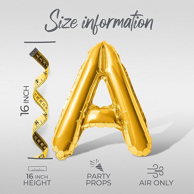 Letter Balloons - LOVE IS IN THE AIR 16" Inch Alphabet Letters Foil Mylar Balloon Valentines Day Party Banner (Gold)