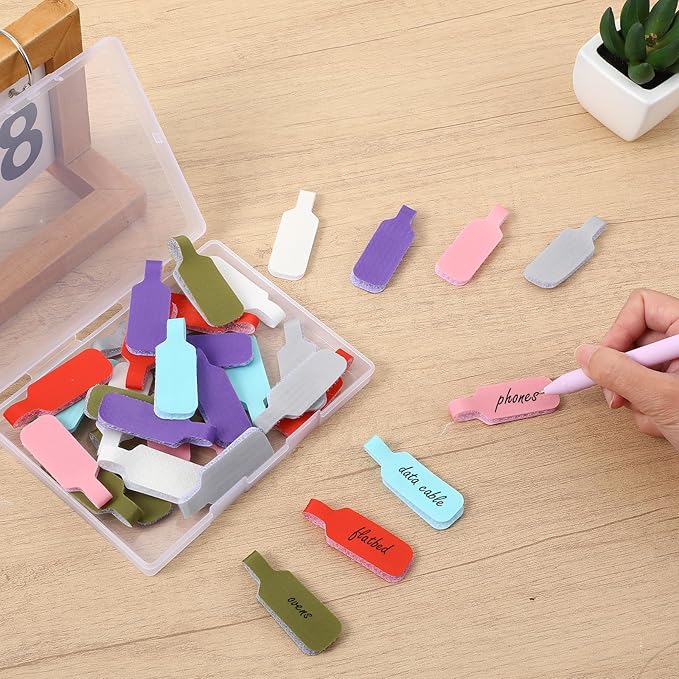 35 PCS Cable Cord Labels Large Size, Cord Labels Reusable Cable Label Tags Writable Wire Tags Label Multicolored Handwriting Cables Tag for Organizing Wires and Identification Electronics Computers