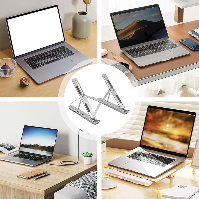 Laptop Docking Stand USB – Ergonomic Foldable Cooling Tablet Support, RGB Station Desk Computer, Monitor Display Office Home Work | Desk Computer Monitor Display Office Home Work Charging