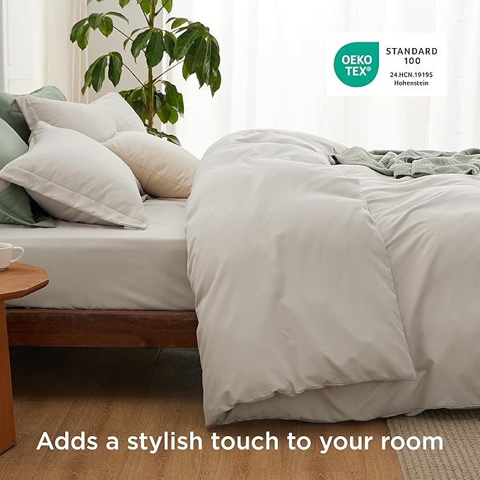 Bedsure Duvet Cover with Fitted Sheet Full - Deep Pocket, Hotel Luxury Soft Double Brushed Bedding Set with Zipper Closure, Includes 1 Duvet Cover, 1 Fitted Sheet, 2 Pillow Shams, NO Comforter, Linen