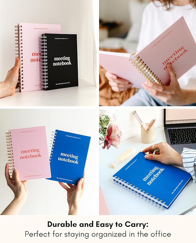 Lamare Meeting Notebook for Work Organization – Perfect Work Notebook for Note Taking & Meeting Planner for Productivity