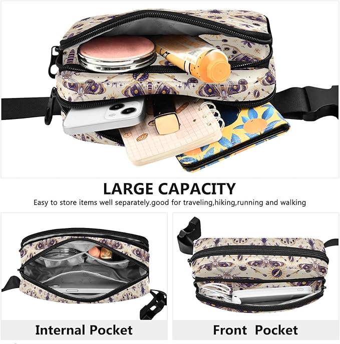 Celestial Butterfly Fanny Pack for Women Men Water Resistant Fashion Waist Packs with Adjustable Strap Belt Bag for Travel Workout Jogging Hiking 21220454