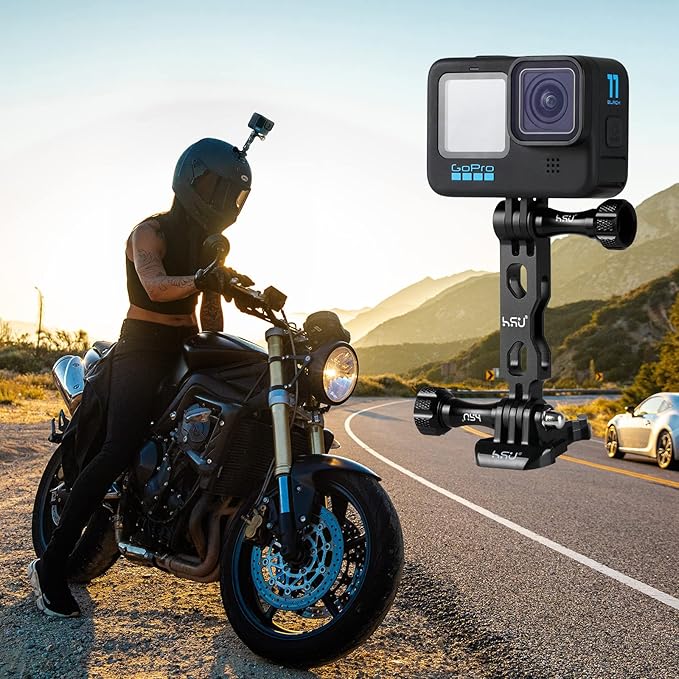 HSU (7 Pcs) All Aluminum Alloy Extension Arm Kit Metal Pole Mount Helmet Stick Extension Arm Mount for GoPro Hero 13/12/11/10/9/8/7/6/5 Black, DJI Osmo Action and More (11.8”/6.5”/3.3”) (Black)
